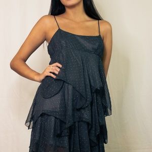 Free People charcoal grey dotted gold tank dress